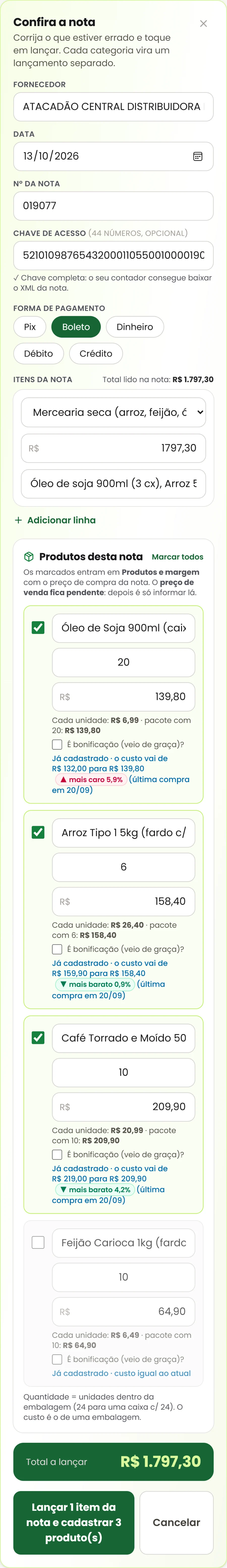 Nota fiscal por foto